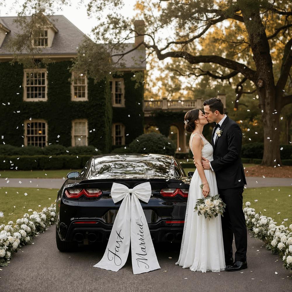 Large Size Car Ribbon Bow Lovely Style Just Married Car Decor Romantic Wedding Car Bow Wedding Day