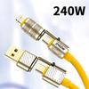 Kabel do transmisji danych z super szybkim ładowaniem 4 w 1 240 W Type-C do Type-C Kabel ze stopu cynku do iPhone 15 16 17 Samsung Huawei Xiaomi
