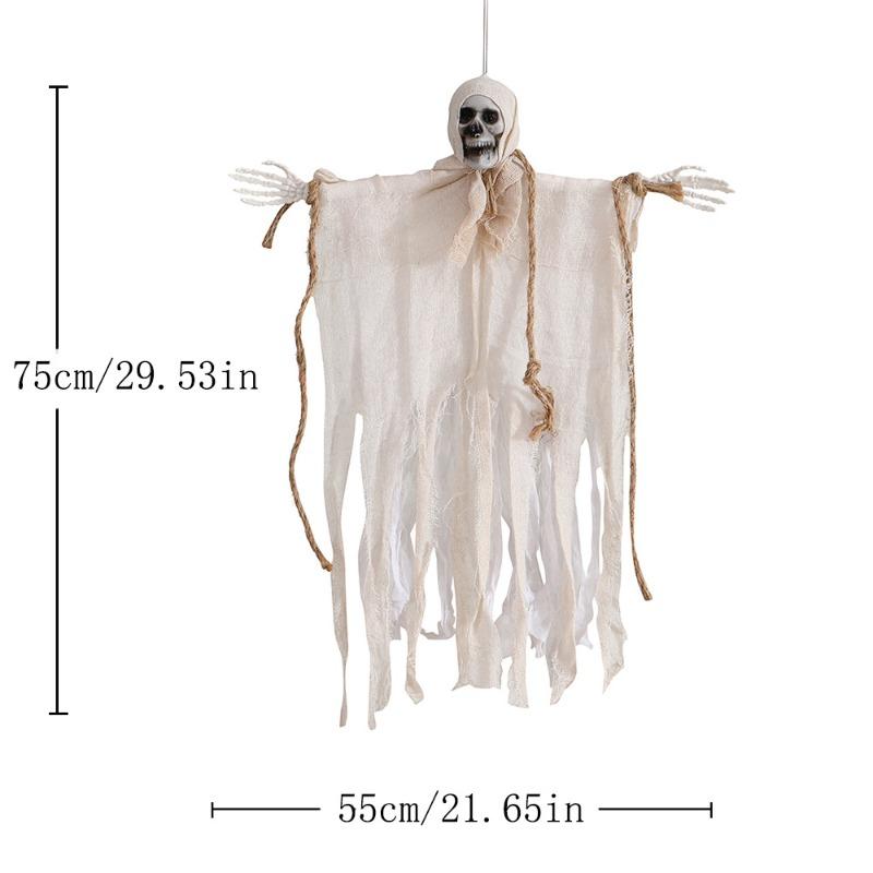 

Hanging Skeleton Ghosts,Scary Flying Ghost with Wizard Hat for Haunted House Decor, Patio Porch Skull Prop білий