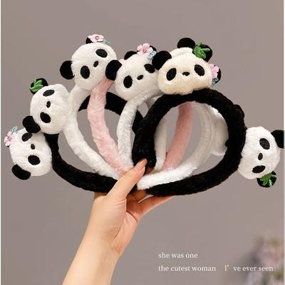 Fashion Chinese Style Panda Headband Zoo Hair Clip Cute Cartoon Hair Band Hairbands Headpiece Plush Doll Hair Hoop Outdoor