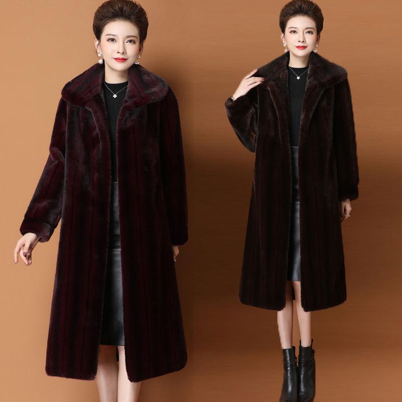 Female Mink Velvet Long Jacket In The Elderly Whole Mink Velvet Fashion Mink Coat for Mothers