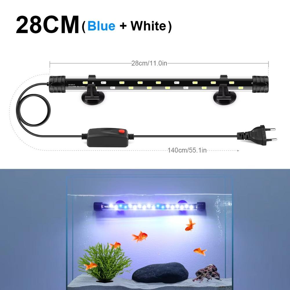 220V nedsenkbar stemningslampe 18-48cm plantevekstlys ny akvarium LED-belysning fisketankdekor