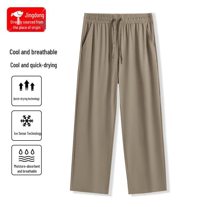 BVVOGUTT Men s Ice Silk Straight Leg Cropped Casual Pants L