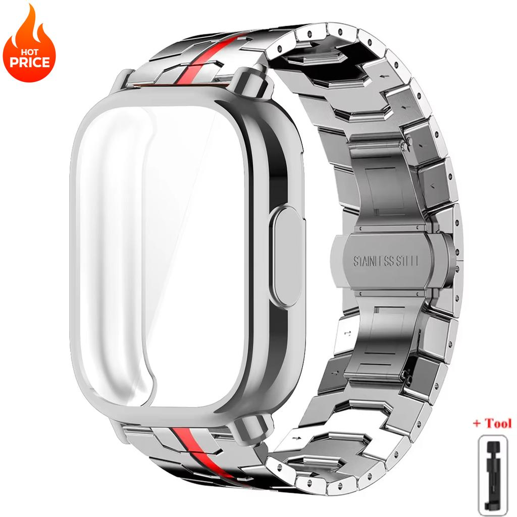 Carcasă+Curea Pentru Redmi Watch 5 Active Husa Moale din TPU Pentru Xiaomi Redmi Watch 5 Lite Brățară Metalică de Lux Brățară din Oțel Inoxidabil