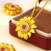 Rose Gold Diamond Sunflower Pendant - Women's Fashion Charm