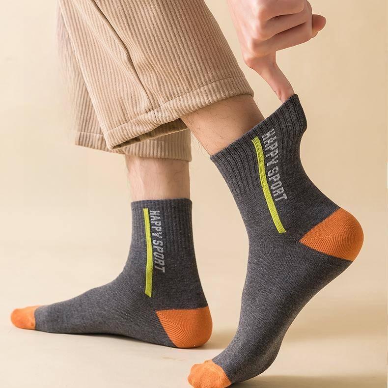 Calzini da uomo a tubo medio, calzini sportivi quattro stagioni, calzini alla moda traspiranti e assorbenti del sudore, lotto