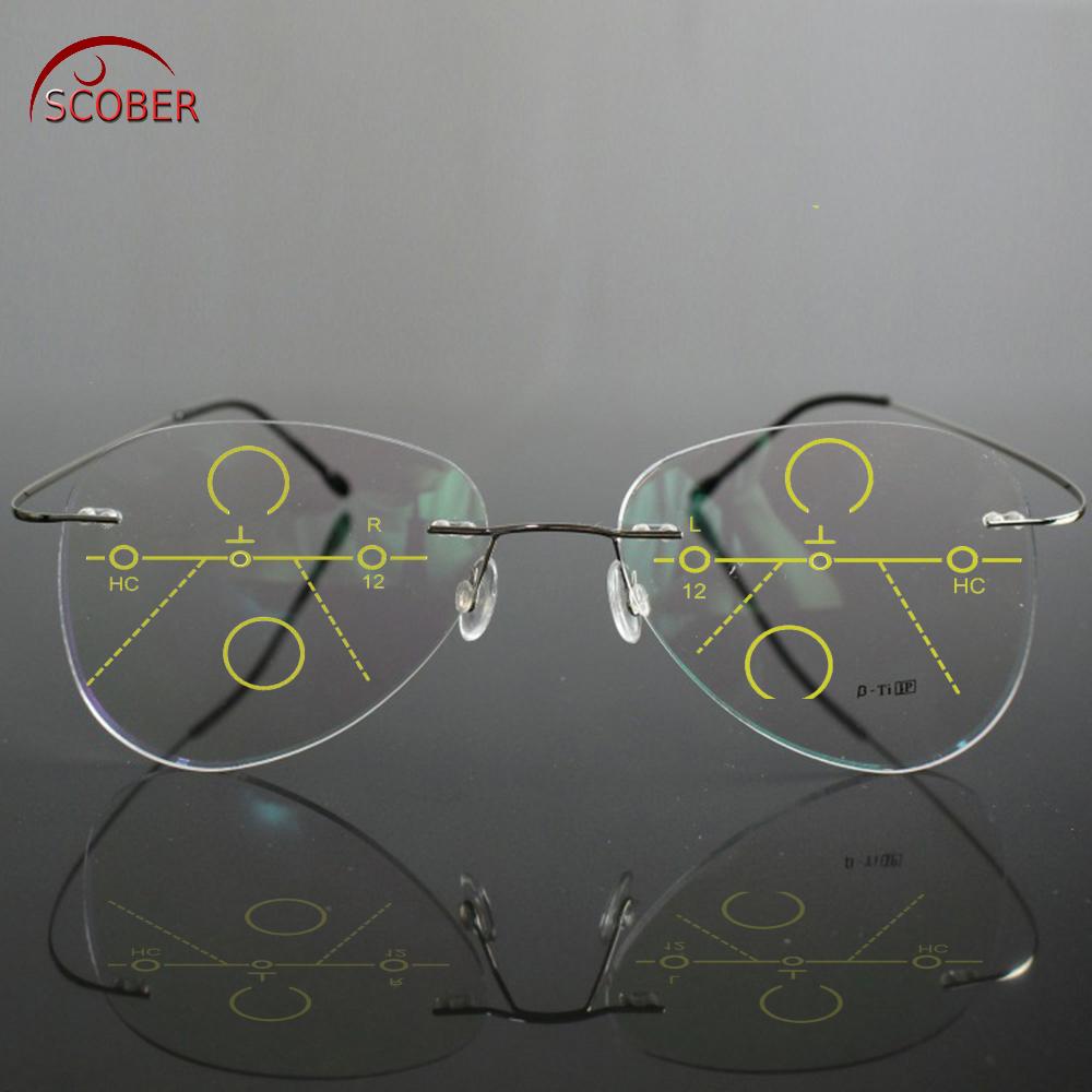 

Large Frame Pilot B Titanium Ultra-light Progressive multifocus Rimless READING GLASSES add +1 +1.5 +2 +2.5 +3 +3.5 +4 +400 серебряный