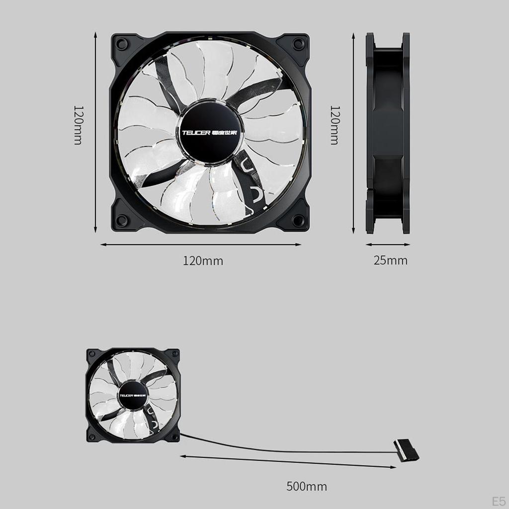 120mm Case Fans PC with Hydraulic Bearing, 4 Soft Silicone Cushion, 15 LED Lamp