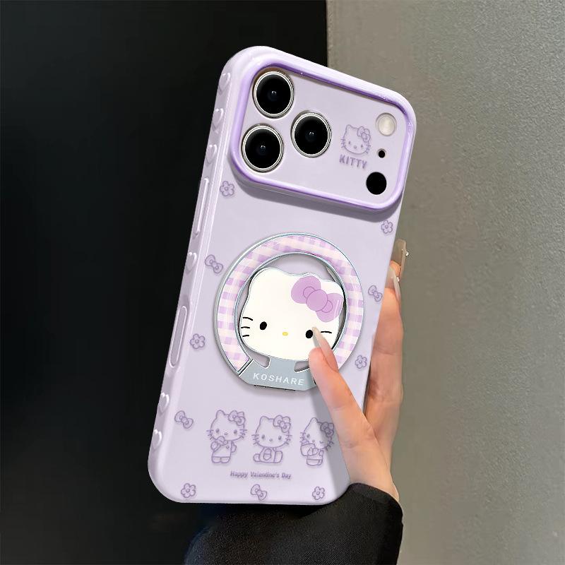 Line cat is suitable for Apple 17pm mobile phone case iphone15 Epoxy bracket 16 silicone 14 cute 13 cartoon