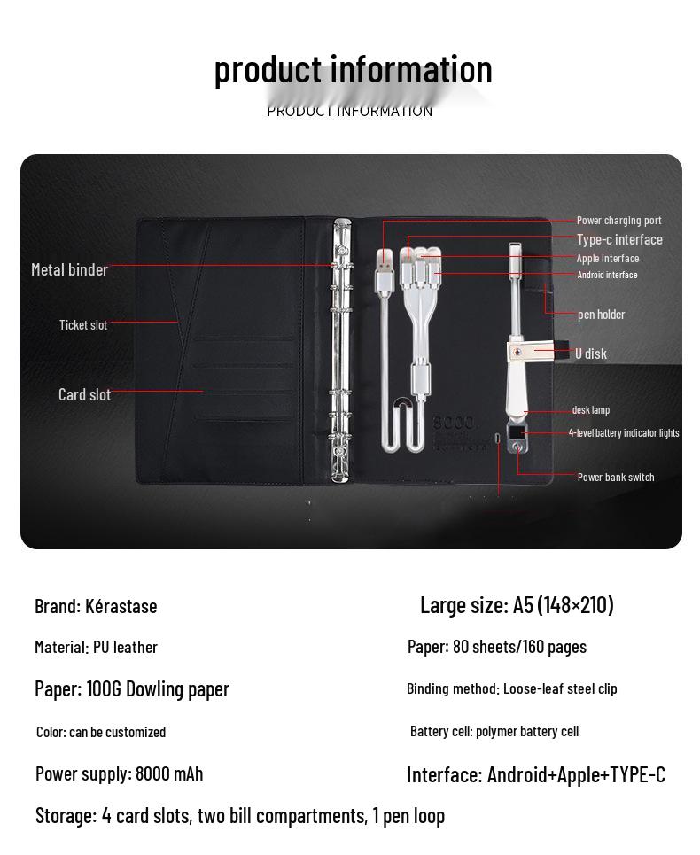 Creative Power Bank Notebook with Digital Display and Charging Feature