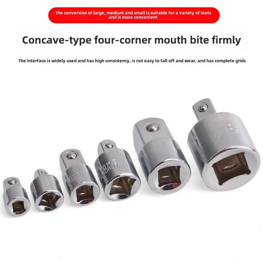 6pcs Universal Ratchet Wrench Socket Converter Sleeve Head Torque Adapter Combined CR-V Chrome Vanadium Steel 1/4" 1/2" 3/8"