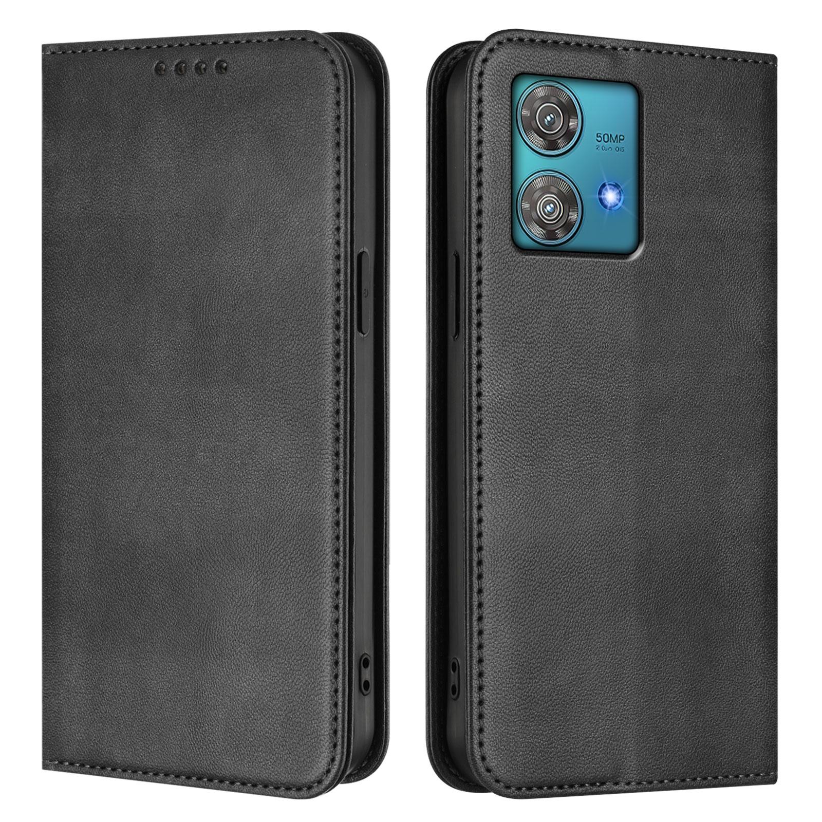 

For Motorola Edge 40 Neo 5G Wallet Cases Retro Texture RFID Blocking Leather Phone Cover Black