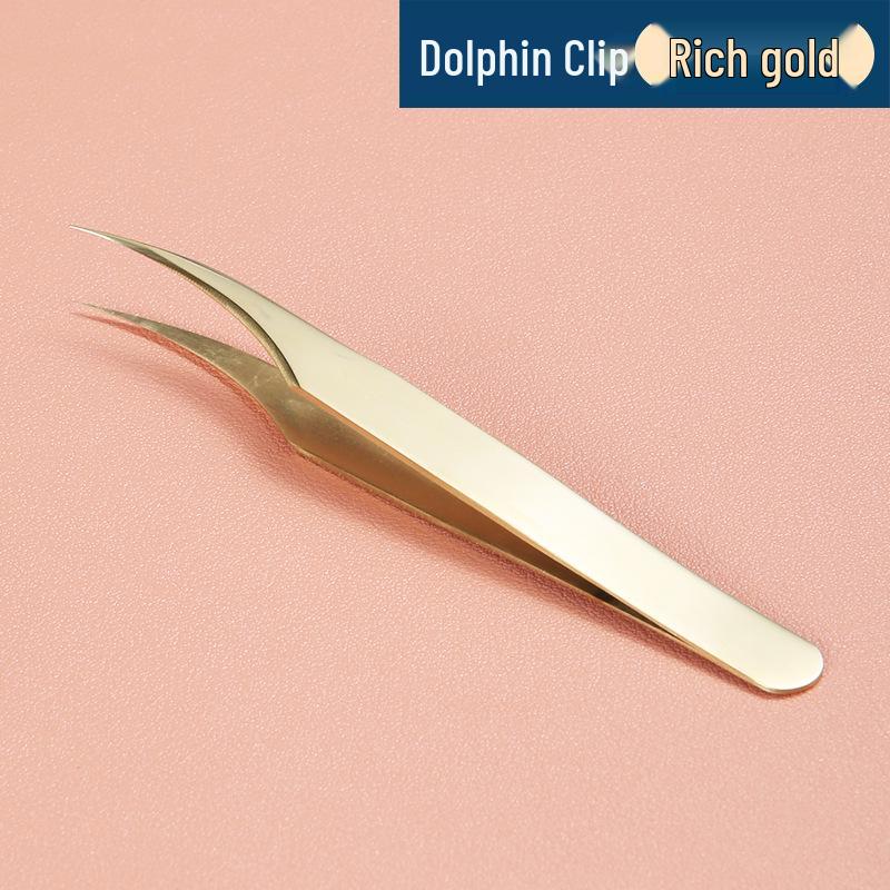 Plated Iridescent Precision Stainless Steel Rose Gold Feather Tweezers for Grafting False Eyelashes
