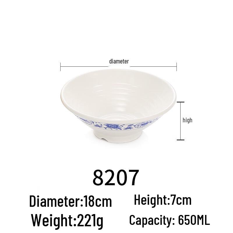 Zhebu Melamine Blue & White Conical Noodle Bowl