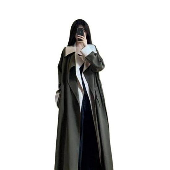 Korean-Style Trench Coat: 2025 Spring & Autumn Hepburn-Inspired Long Coat