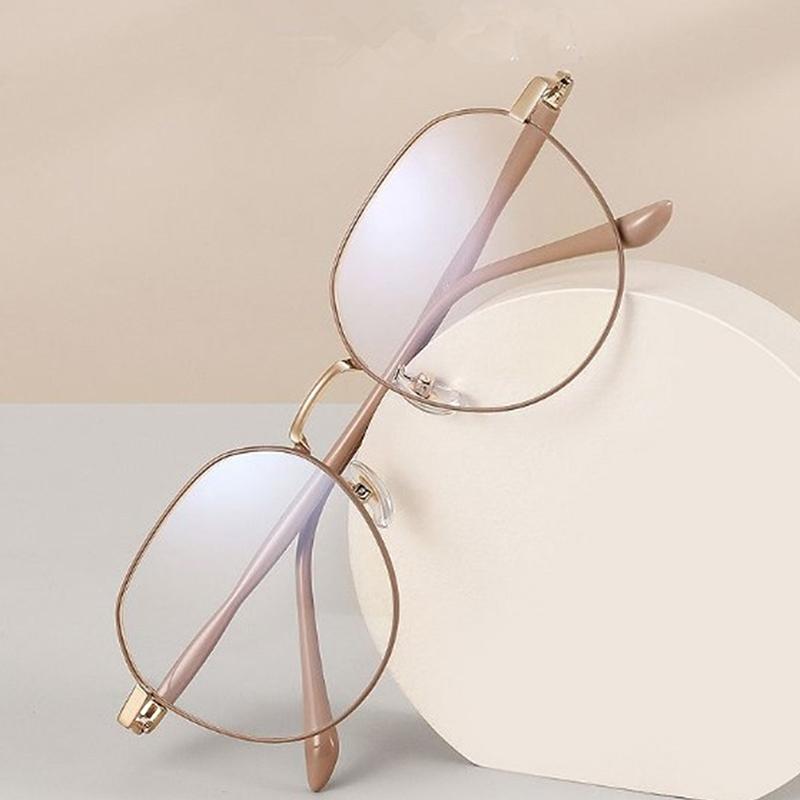 Anti Blue Light Blocking Glasses Ladies Myopia Glasses Ultralight Eyeglasses Metal Large Frame For Women