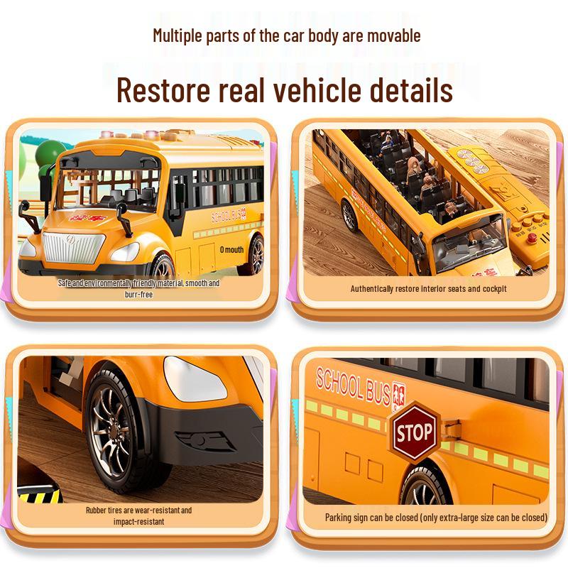 Jumbo Inertial School Bus Toy with Lights and Music - Early Educational Vehicle for Kids