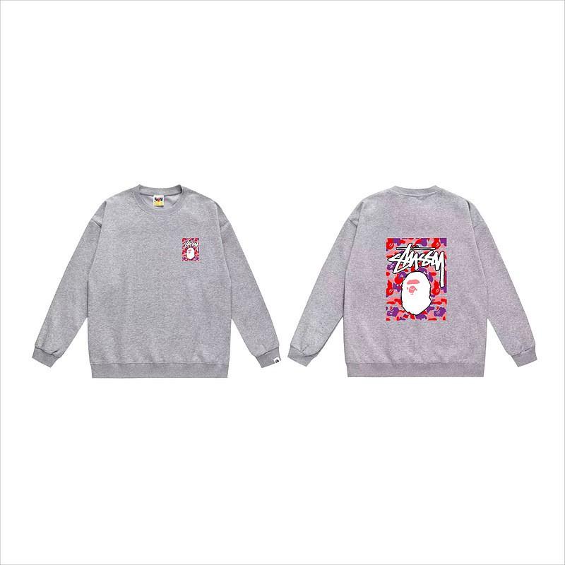 Unisex lässiger übergroßer Rundhals-Pullover mit Schriftzug-Print leichter Baumwoll-Hoodie
