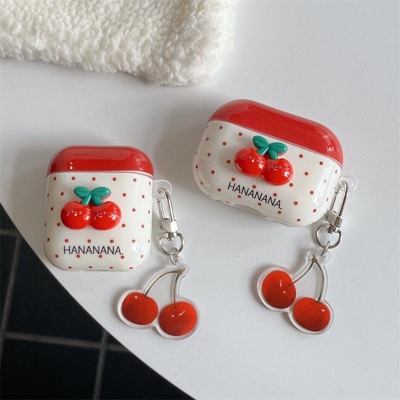 Niche INS Polka Dot Cherry Compatible AirPods Pro 1st Gen Protective Case, 1st Generation Pro 1 Apple Bluetooth Earphone Case