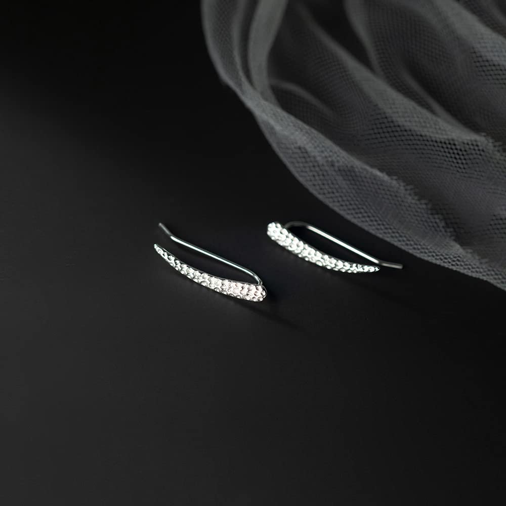 Richight Hammered Cute Comet Pure Silver Earrings Comet Earrings Clip Straight Silver 925 Silver Space Small Ear Cuff Clip Earrings