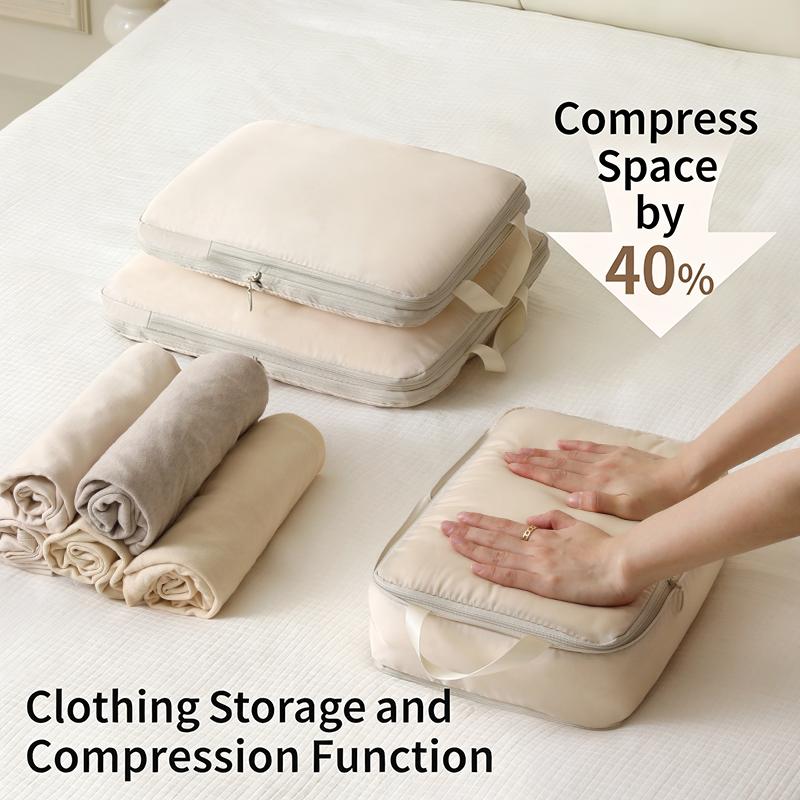 4Pcs Compressive Travel Storage Bags Thick Zipper Storage Bags Travel Accessories Travel Organizer Bags