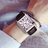 Luxury Top Brand Square Mens Wristwatches Unique Design Rose Gold Calendar Stop Watch Genuine Leather Quartz Business Male Clock