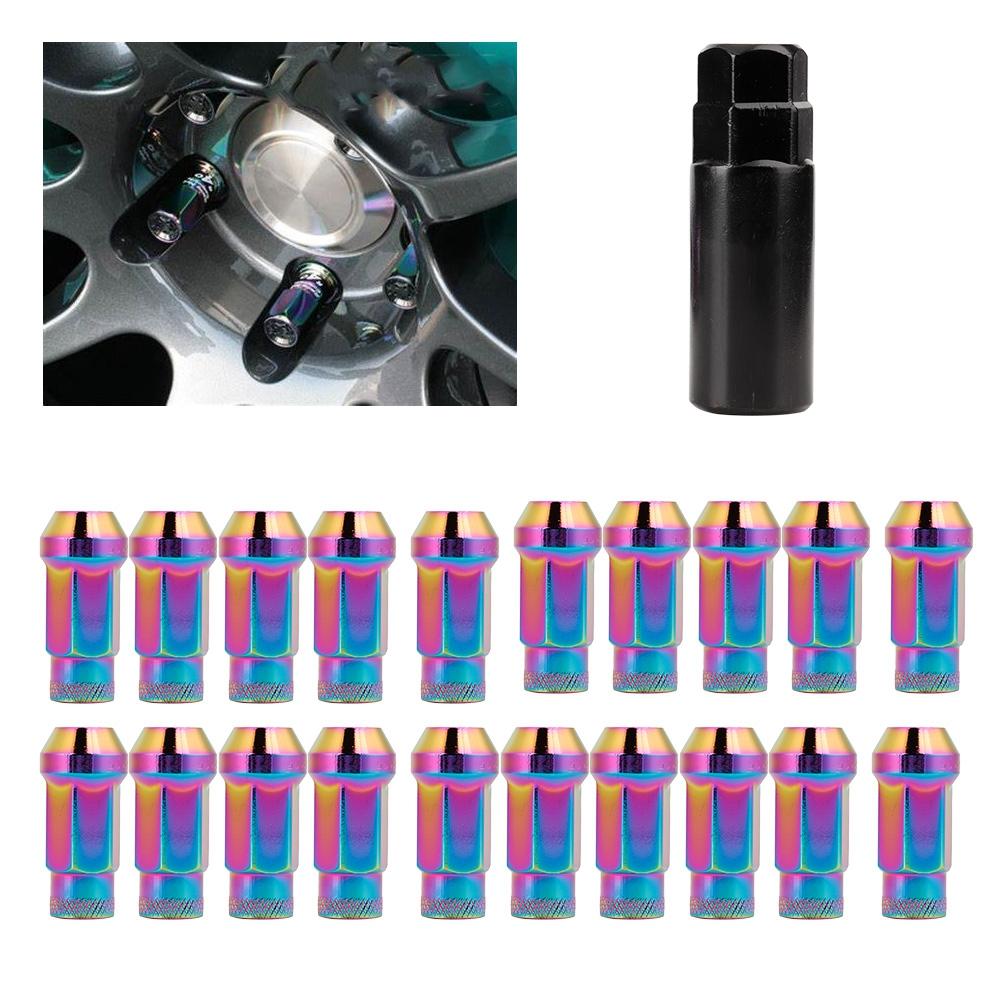 20Pcs M12*1.25 Iron Acorn Extended Open End Wheel Racing Lug Nuts with Key