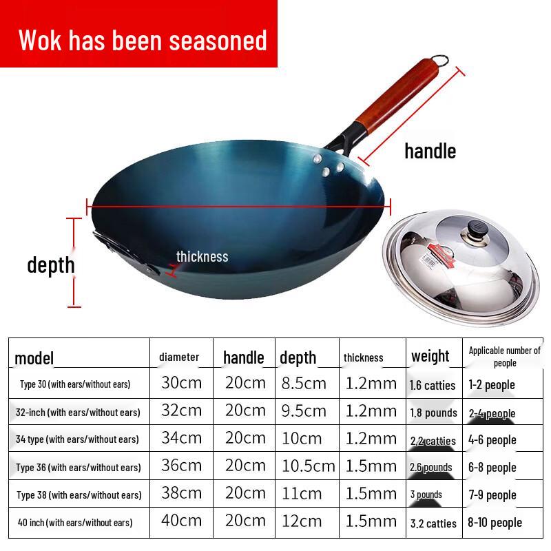 Traditional Hand-Forged Wrought Iron Wok