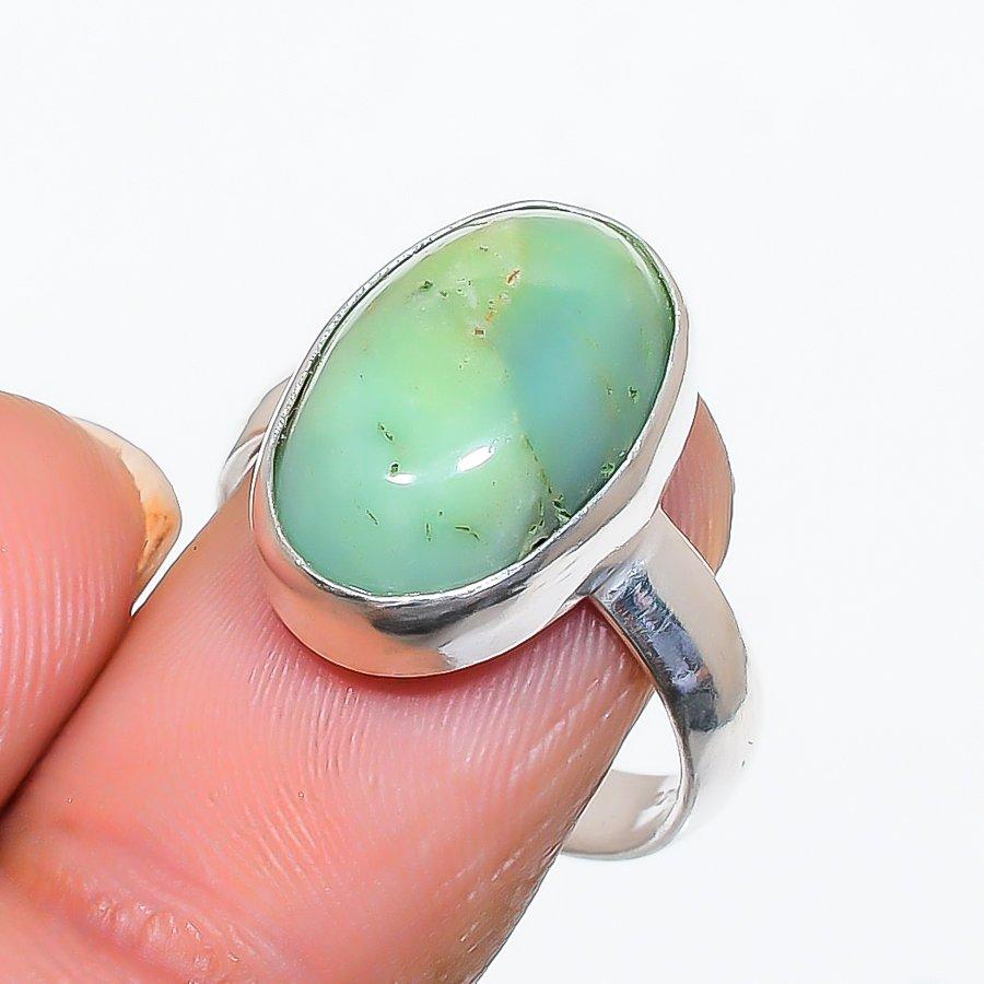 

Chrysoprase Gemstone Handmade 925 Sterling Silver Jewelry Ring Size 6 GK-4714
