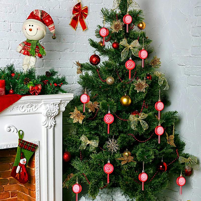 3/6Pcs/Pack Home Decoration New Year Plastic DIY Christmas High Quality Hanging Pendant Lollipop Gifts