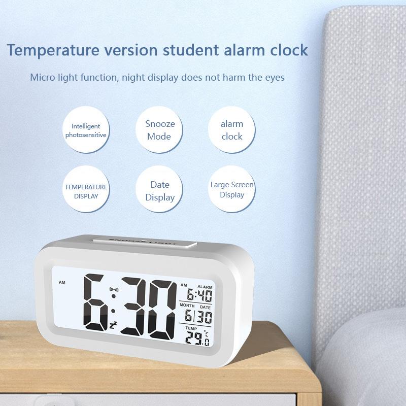 2025 NEW Temperature Version Alarm Clock Silent Clock Electronic Clock Light Sensing Alarm Clock With Voice Student Alarm Clock