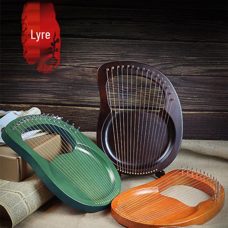 Liră cu 16 coarde din lemn masiv pentru începători - Stil retro