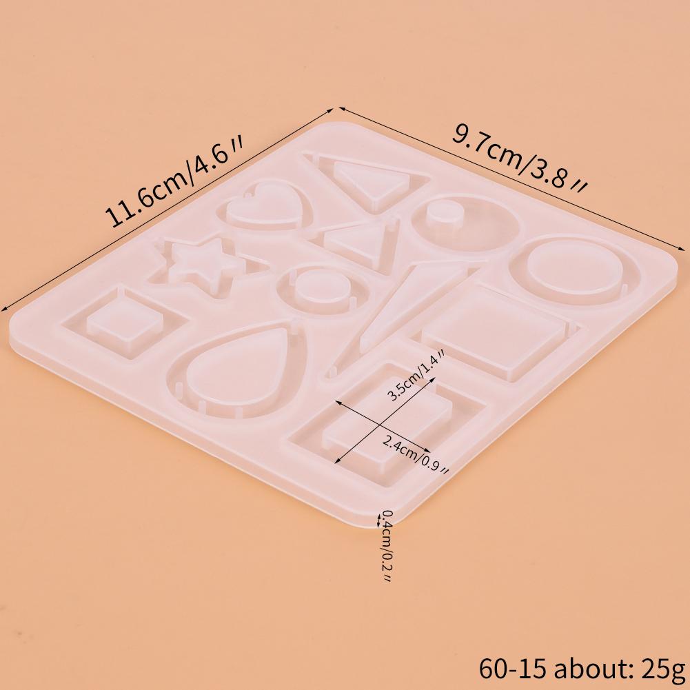 Geometric Silicone Earring Mold Pendant Keychain Necklace Jewelry Craft Making Round Square Heart Star Moon Epoxy Resin Mould