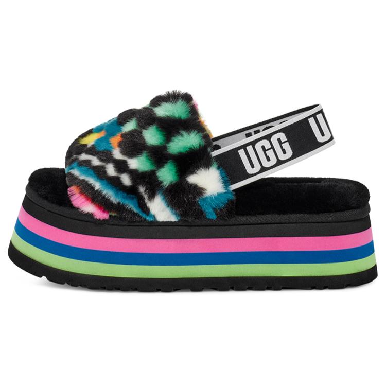 

UGG DISCO Checks Slide Fabric Fashion Slippers Women s Black 1130877-BLKM 37