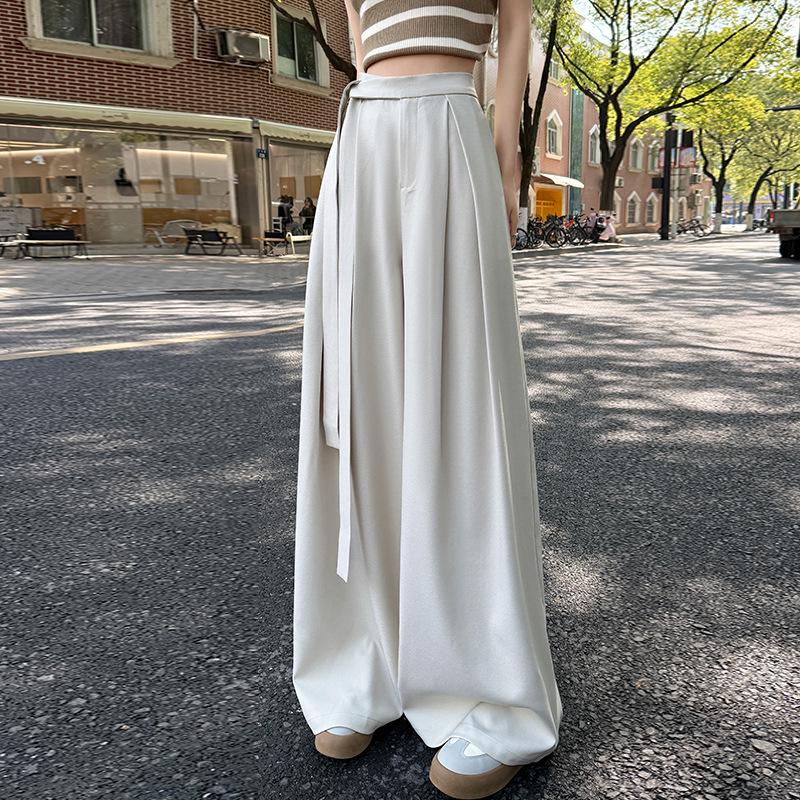 Women s Spring 2026 Drapey Drawstring Floor-Length Trousers Skirt 5XL