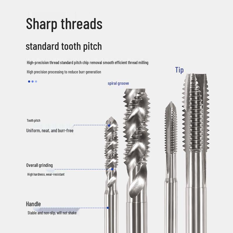 High-Speed HSS Spiral/Point Machine Tap for M6/M8 Aluminum & Alloy Holes