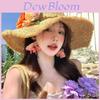 French Flower Raffia Hat For Summer Beach Sun Protection With Adjustable Fit