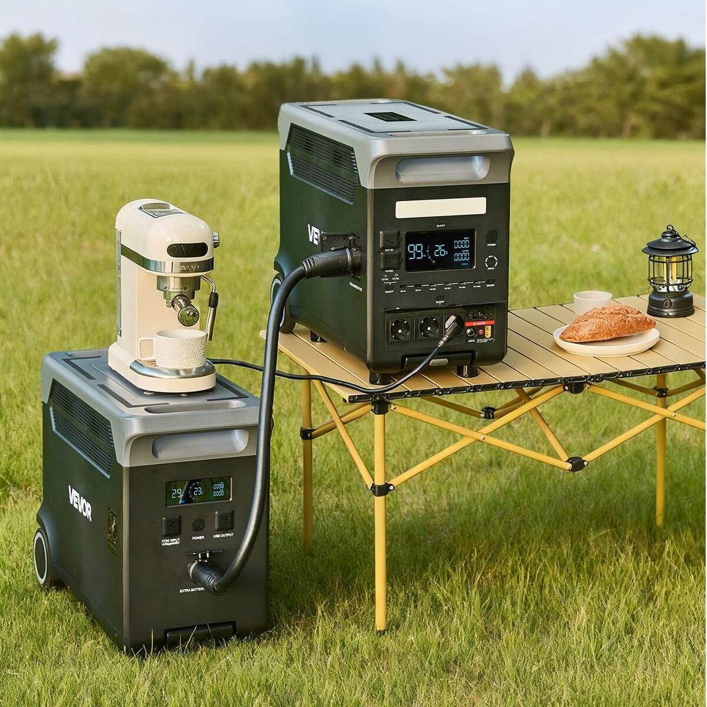 Przenośna stacja zasilania, 3600W 3840Wh Stacja zasilania Generator słoneczny z 10 portami wyjściowymi i regulowaną mocą wejściową, Rozszerzalna bateria zapasowa LiFePO4