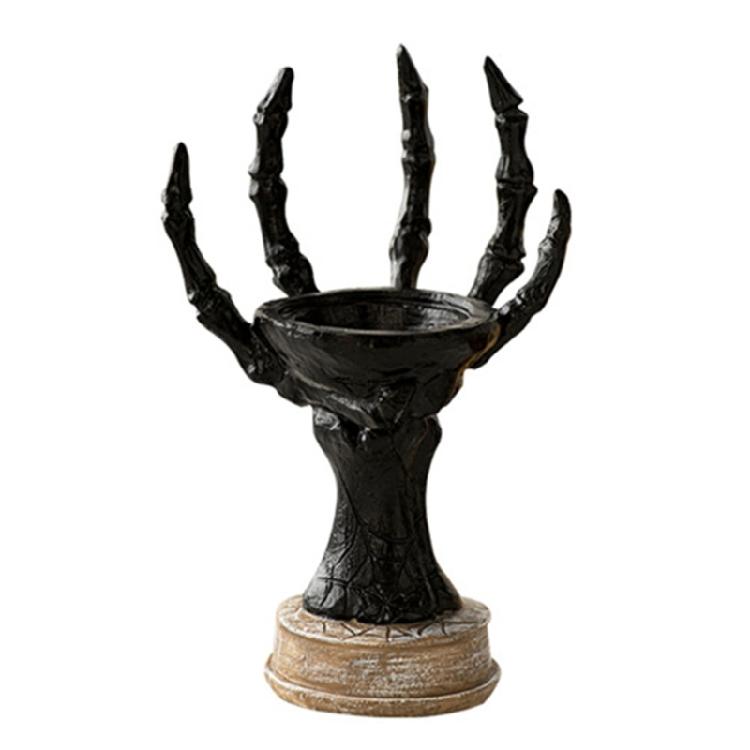 Horror Skeleton Hand Figurine Resins Candle Holders Halloween Tealight Stand Candlestick Centerpiece Decors for Festival
