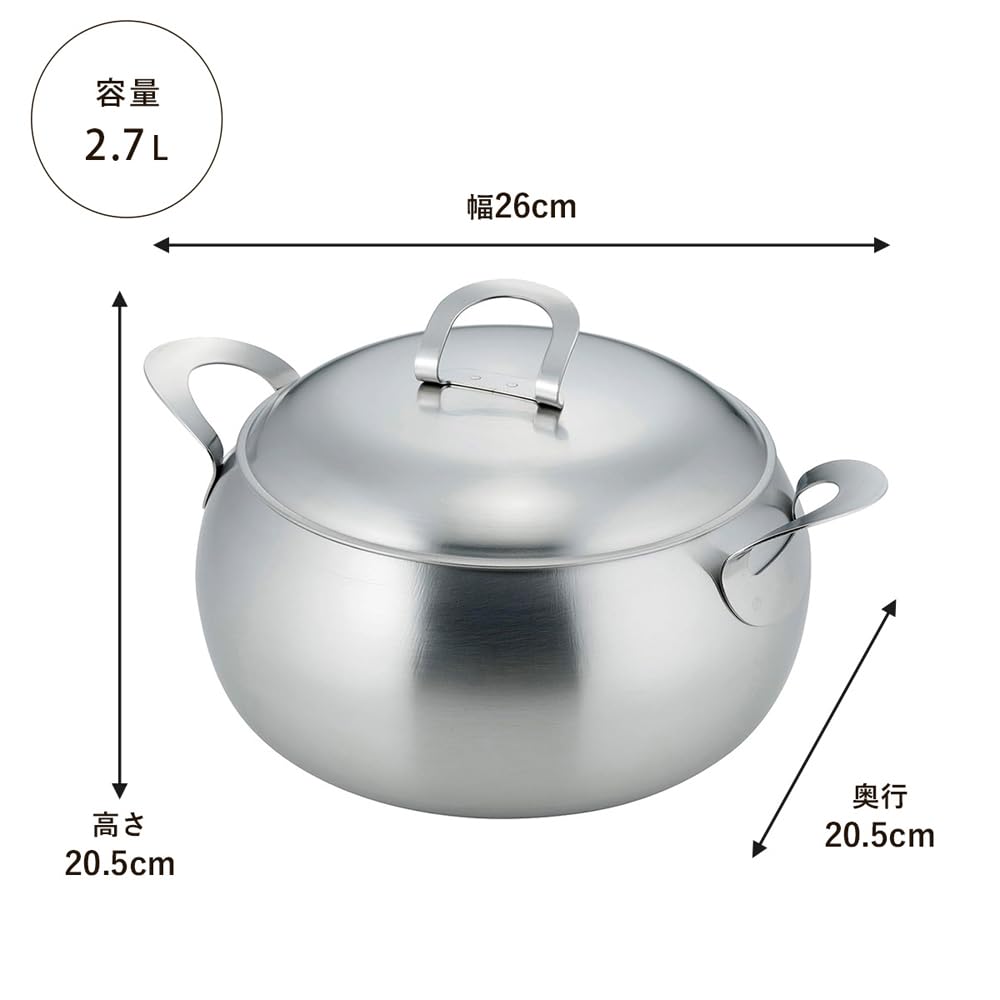 Shimomura Planning Pot 20cm In Compatible with IH and Gas Dishwasher Cute Curry Stainless 45262 Two-handed [Made Japan] Fires, Safe, Shape, Soup,