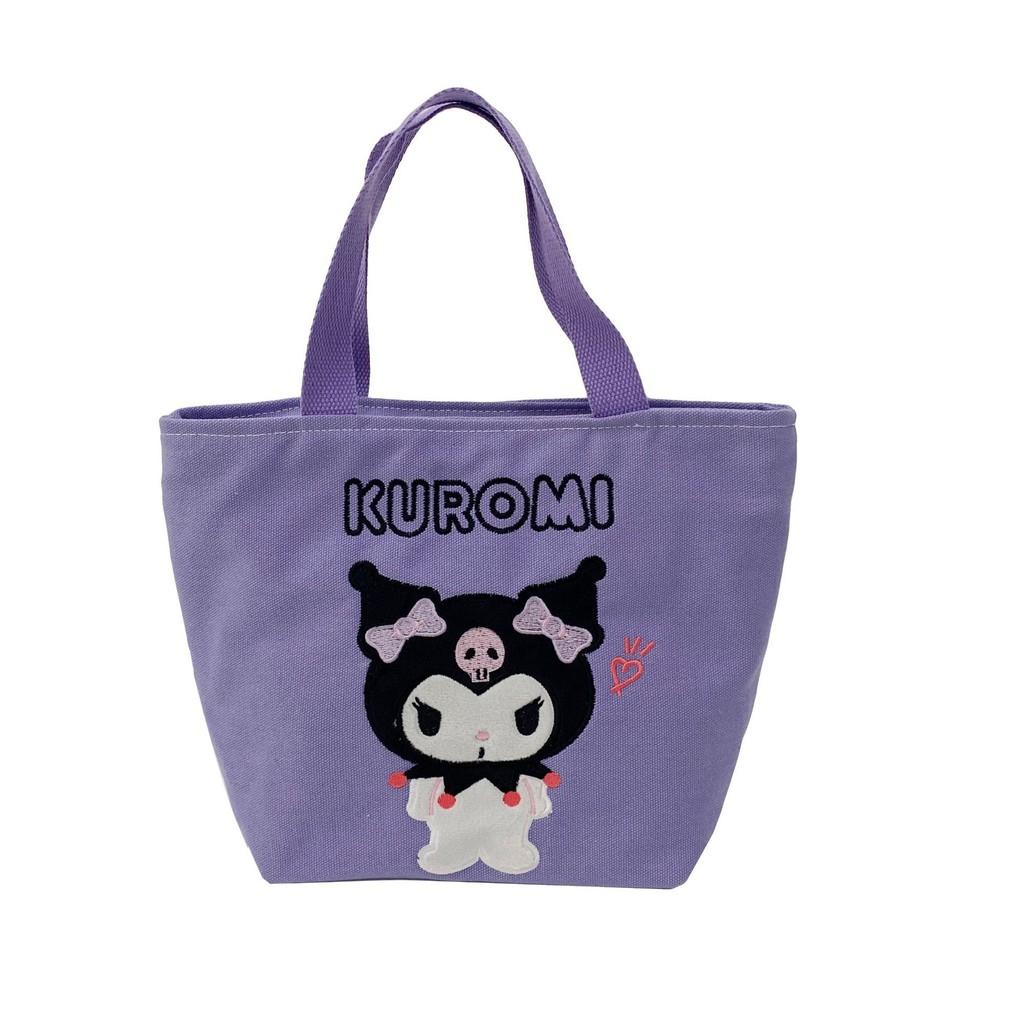 

Вышитая сумка через плечо из холста с персонажем Sanrio Kuromi, большая вместимость фиолетовый