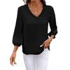 Women's V-Neck Ruffled Blouse - 3/4 Sleeve Loose Casual Shirt