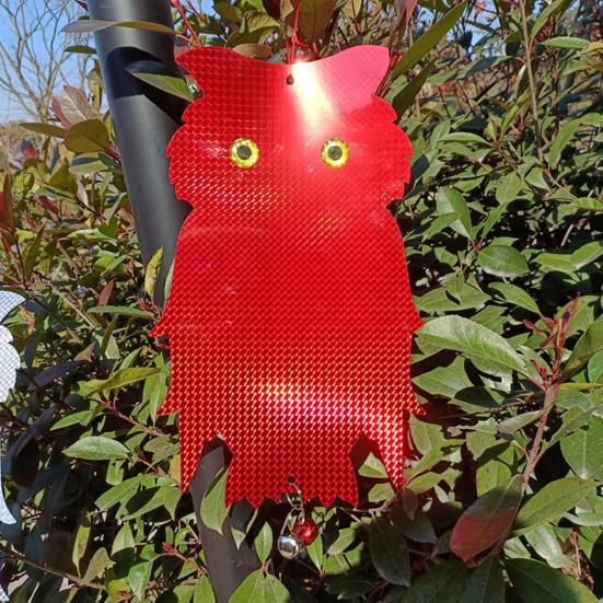 Bird Repellent Owl Reflector Double-sided Bird Scare Reflective Owl with Bells Outdoor Garden Yard Farm Hanging Bird Deterrent Device Decoration