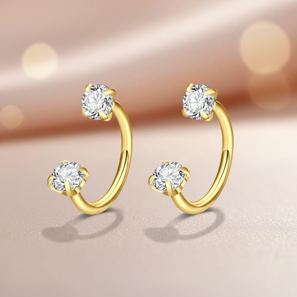 2 PCS C Shaped Nose Ring Stainless Steel Daith Piercing Jewelry Cartilage Helix Earrings  Women