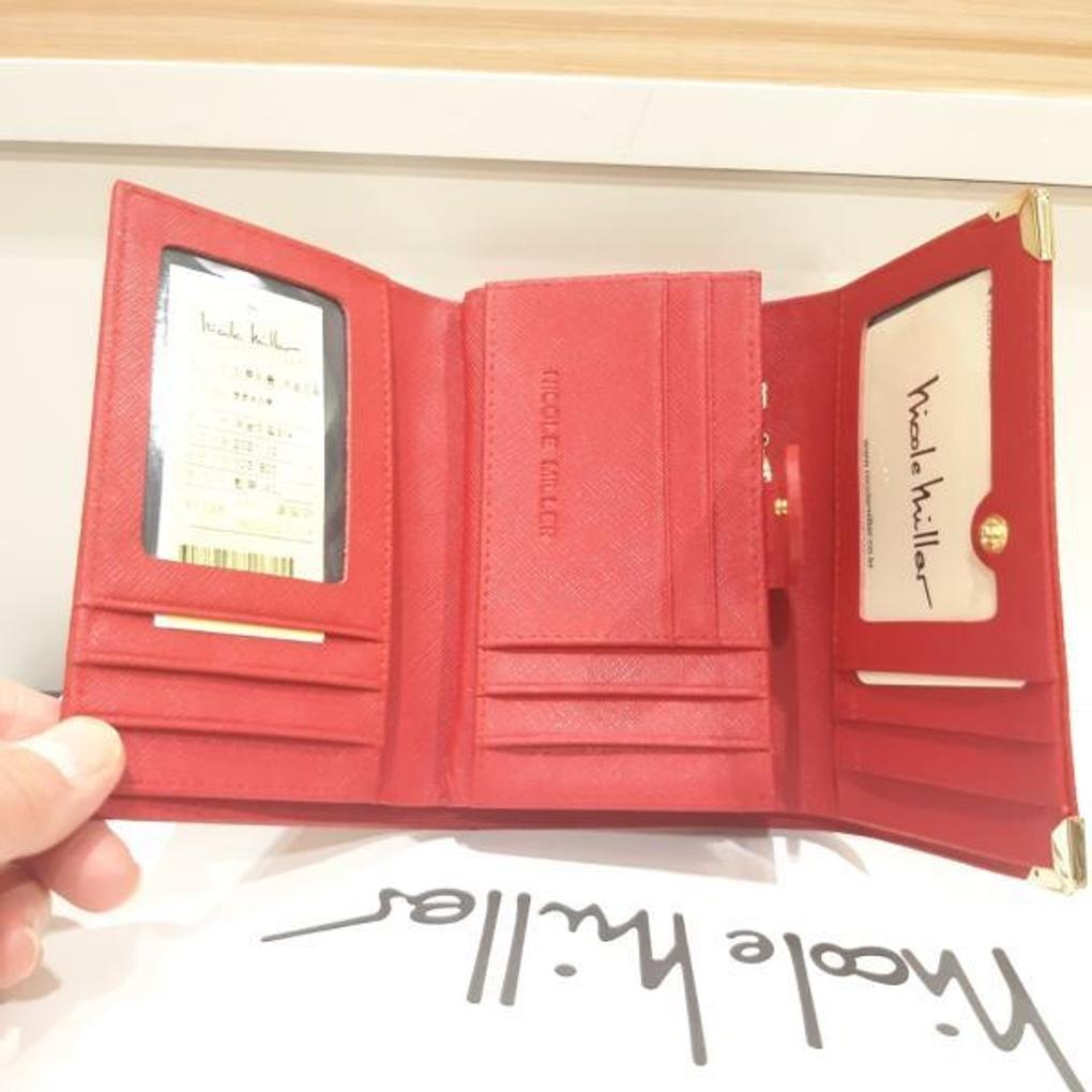 NICOLE MILLER Damen Bifold Geldbörse Mittlere Geldbörse Natürliches Rindsleder Signature Geldbörse WW914BK