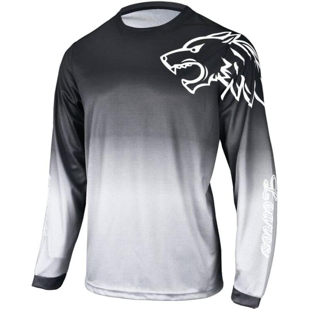 Herren Gym Top Wolf Aufdruck Langarm T-Shirt Fintness Laufen Jersey Frühling Herbst Atmungsaktiv Schnelltrocknend Sport Herren Bekleidung