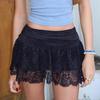 2024 Summer Street Style Low-Waist Lace Patchwork A-Line Mini Skirt for Women
