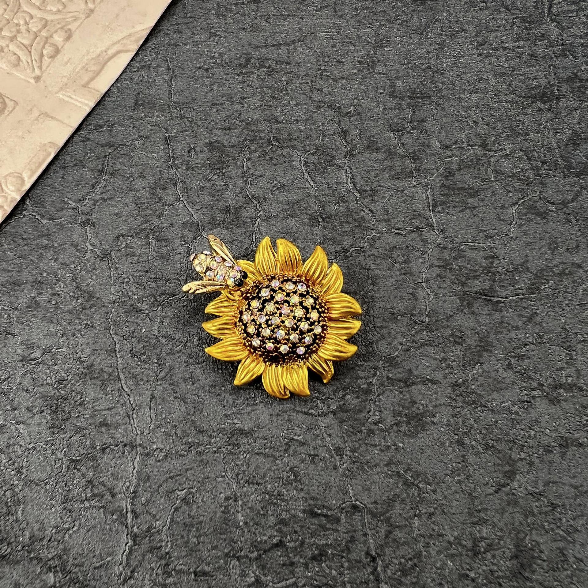 

Модная желтая брошь-булавка в стиле барокко с подсолнухом, винтажная эмалевая нашивка, аксессуары, винтажная брошь с росписью