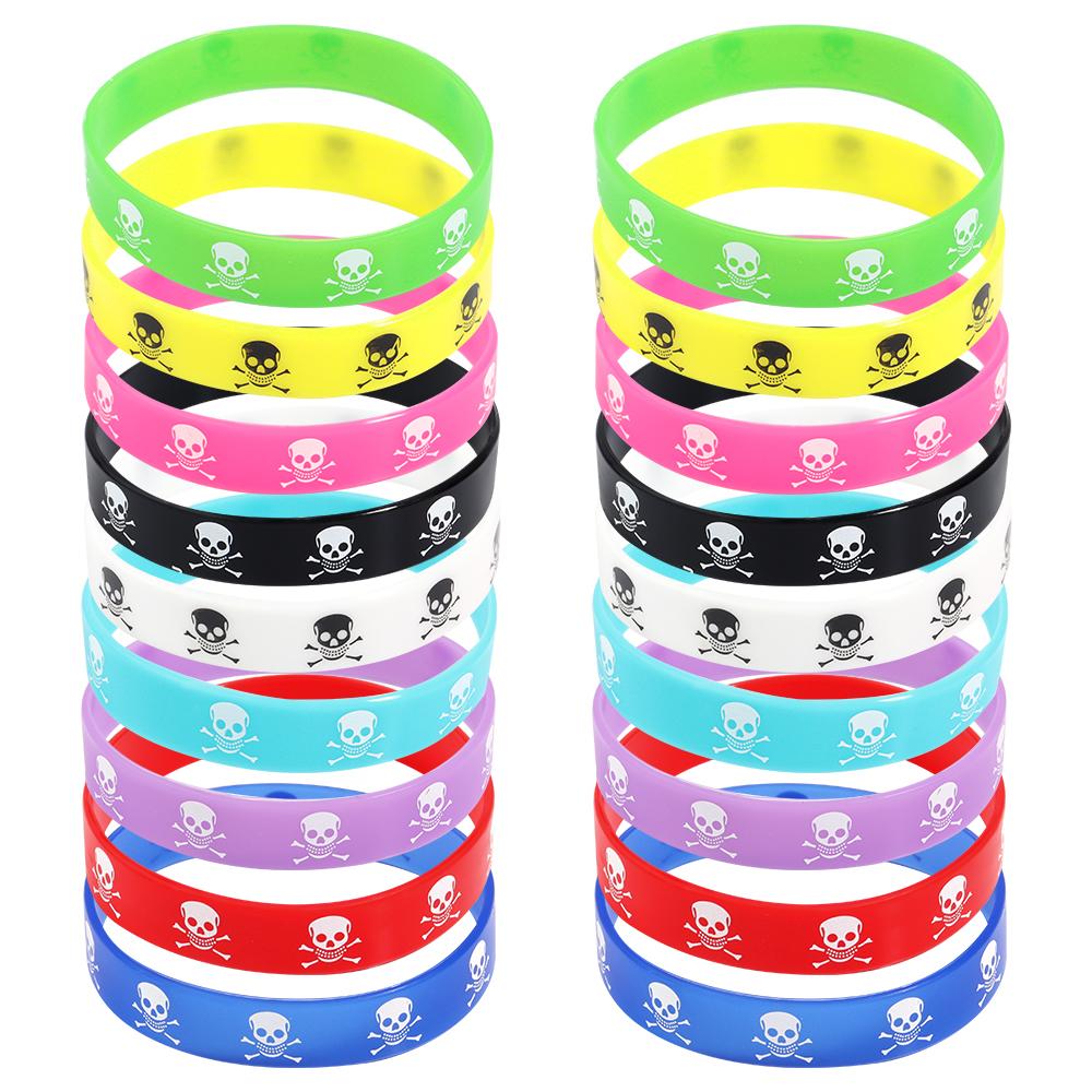 6pcs/lot Color Silicone Sports Bracelets Halloween Skull Style for Party Jewelry Gifts Teens Unisex Fitness Wristbands Wholesale