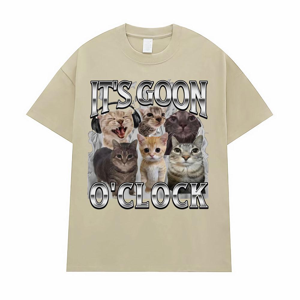 It's Goon O'Clock Funny Cute Cat Meme Graphic T Shirt Men Women Clothing Fashion Kawaii T Shirts Summer Tops 100% Cotton T-shirt
